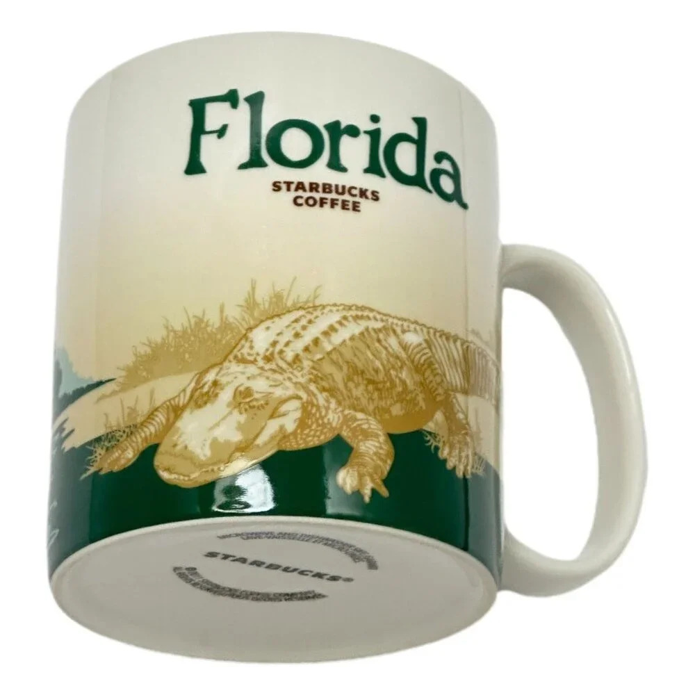 Starbuck Mug Florida 16 Fl Oz 2011‎ Collector Series Alligator Ceramic